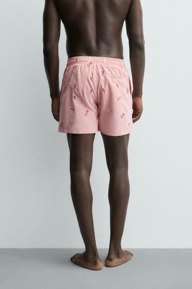 COMBINED EMBROIDERED MEDIUM SWIMMING TRUNKS - Pink by Zara - Image 3