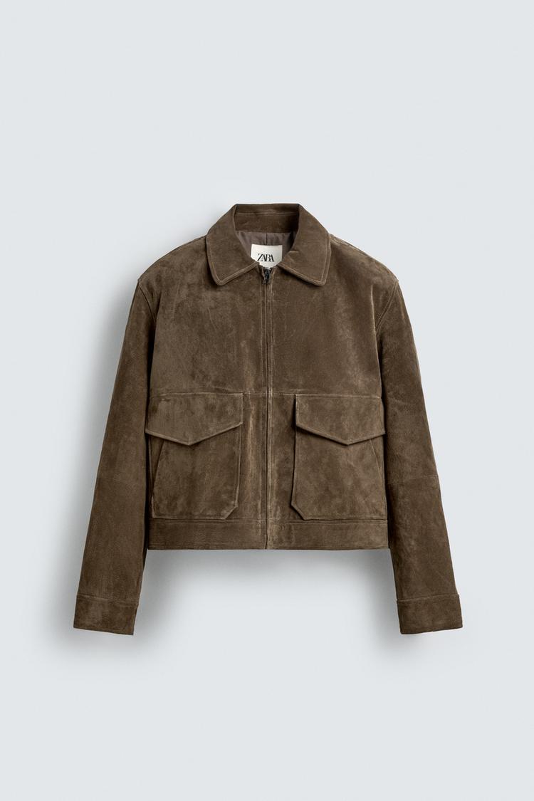 ZARA BOXY FIT LEATHER SUEDE JACKET
