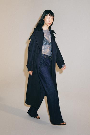 TRENCH OVERSIZE À CEINTURE ZW COLLECTION - Bleu de Zara - Image 1