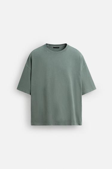 CAMISETA BÁSICA BOXY FIT - verde lavado de Zara