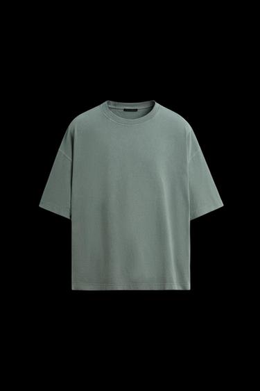 LIGHTWEIGHT WASHED BOXY FIT T-SHIRT - washed green by Zara - Image 0