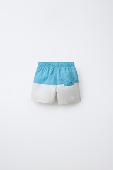 AGES 6-14 / COLOUR BLOCK SWIM SHORTS - Blue by Zara - Image 1