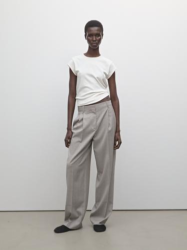 Zara Pleated pinstripe trousers - Black gold - Image 0