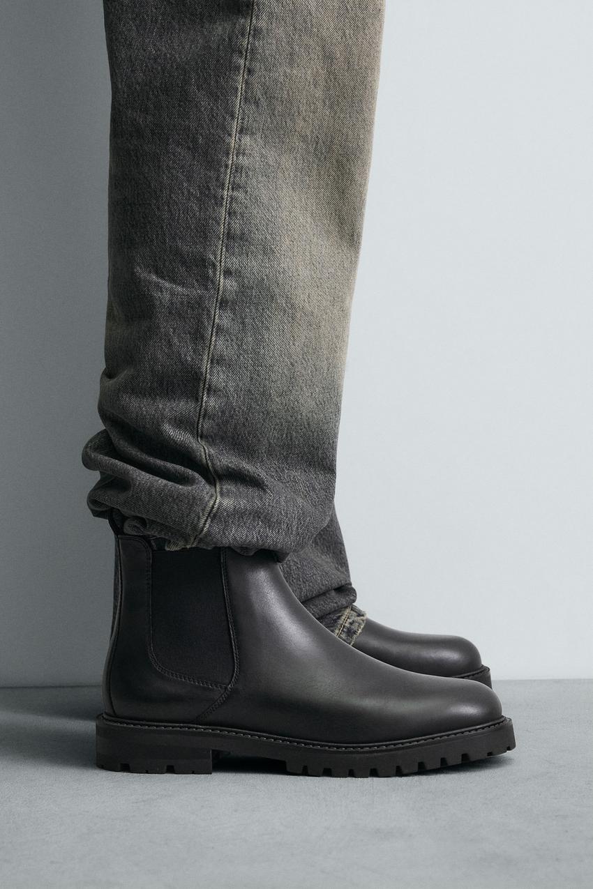 レザーチェルシーブーツ - ブラック | ZARA Japan / 日本