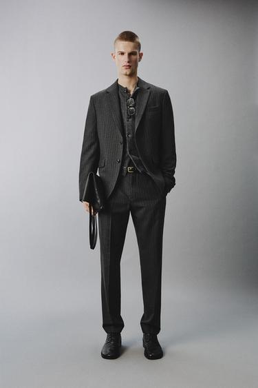PINSTRIPE SUIT BLAZER - Anthracite Grey by Zara