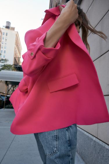BLAZER WITH TURNED-UP SLEEVES - Fuchsia by Zara