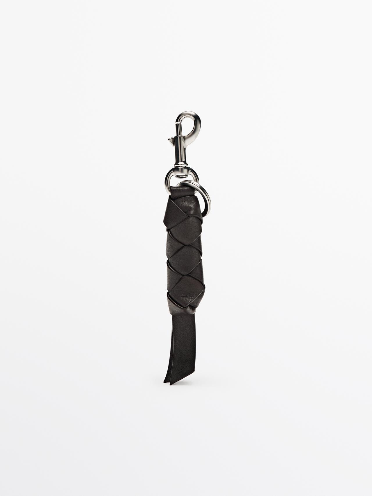 Zara Braided nappa leather keyring - Brown