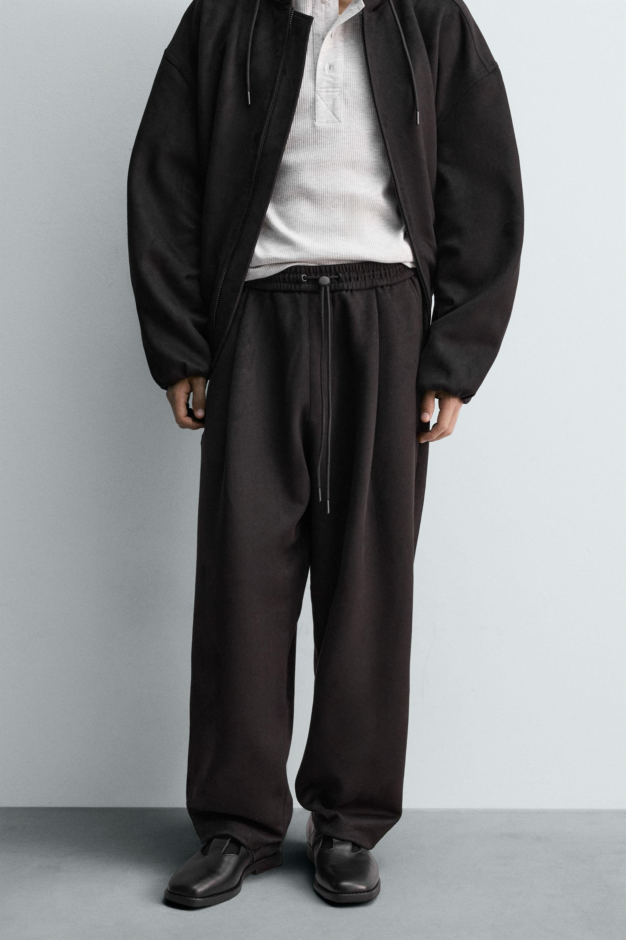 フェイクスエード プリーツパンツ - ブラック | ZARA Japan / 日本