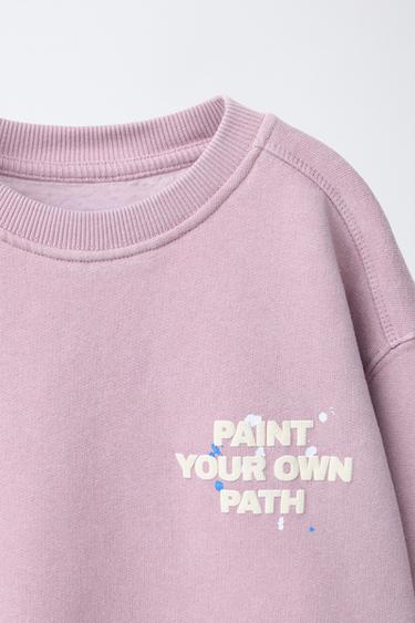 FADED-EFFECT TEXT SWEATSHIRT - Pastel pink by Zara - Image 2