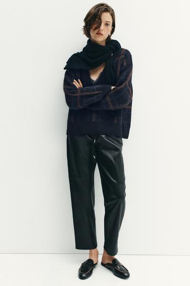 Zara DIAMOND KNIT JUMPER - Black