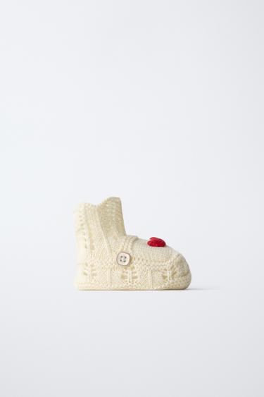 Zara HEART BOOTIES - Off White