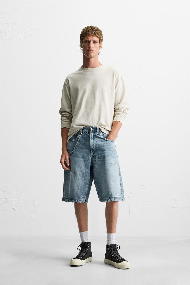 Baggy Fit Bermuda Jeans Uomo Zara Baggy Denim Bermuda Shorts Men