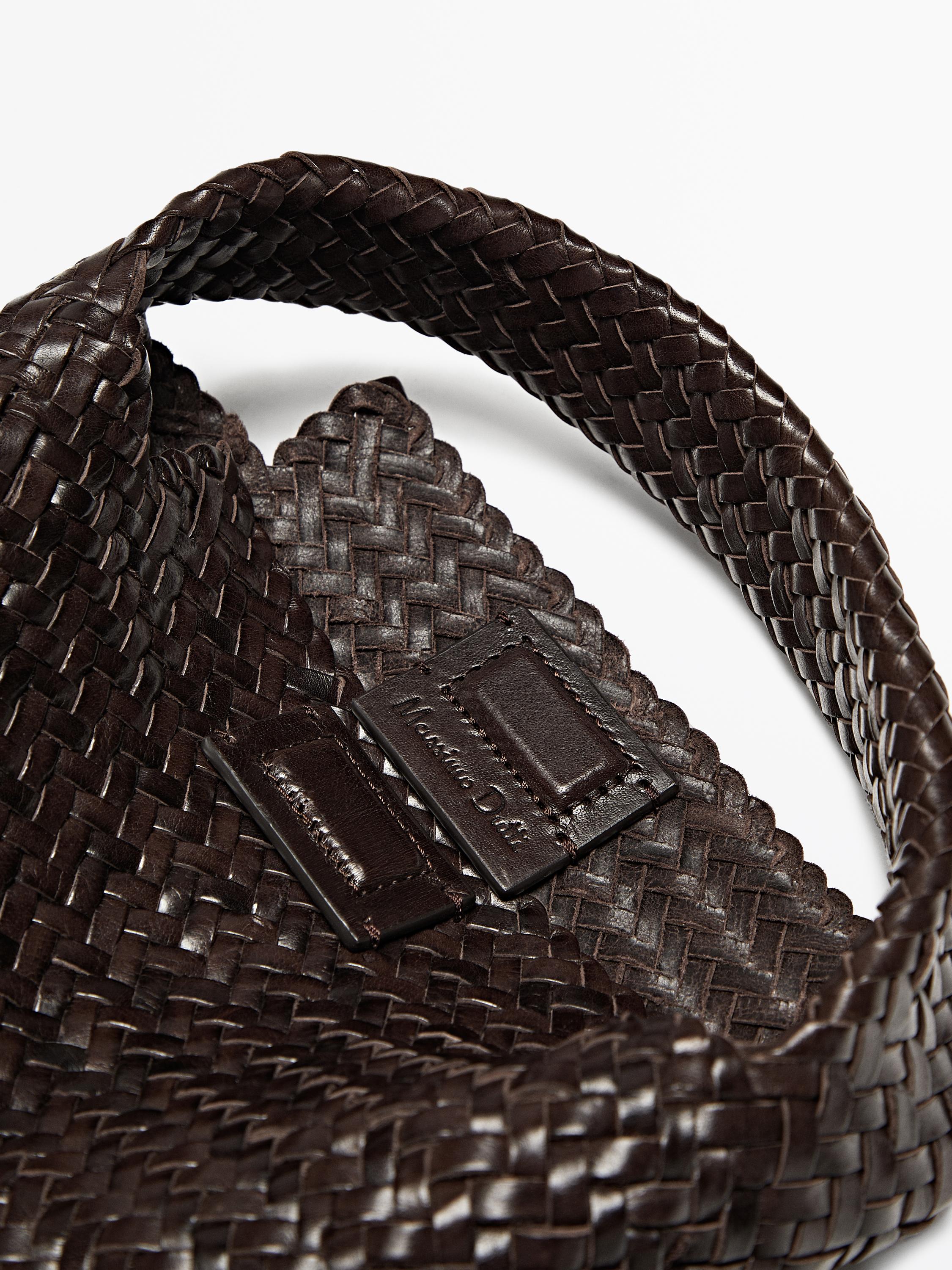 Zara braided 2024 leather backpack