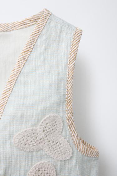 GILET FLEURS CROCHET - Bleu ciel de Zara - Image 2