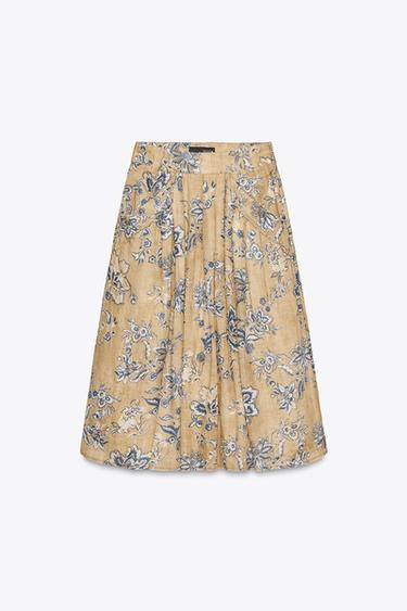 JUPE IMPRIMÉE FLEURS EN RAMIE ZW COLLECTION - Écru moyen de Zara - Image 11