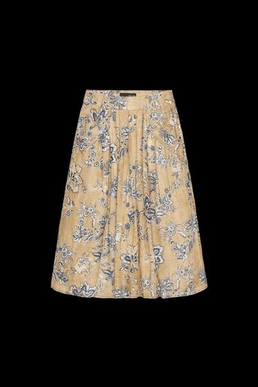 ZW COLLECTION RAMIE FLORAL PRINT SKIRT - Mid-ecru by Zara