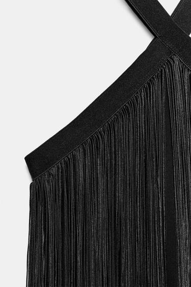 ROBE COURTE À FRANGES - Noir de Zara - Image 9