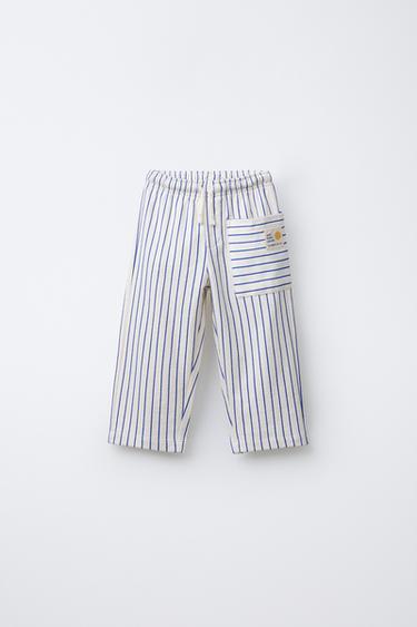 PANTALÓN TEXTURA RAYAS - Azul de Zara