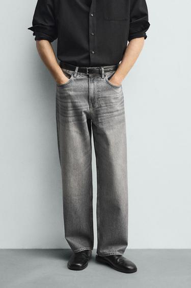 STRAIGHT-LEG JEANS - Grey by Zara
