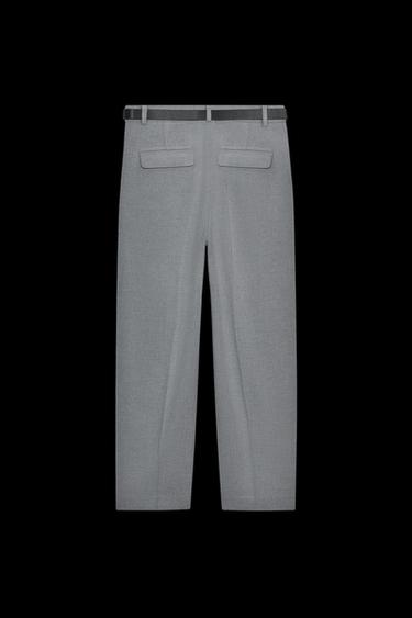 HOSE MIT GÜRTEL - Grau von Zara