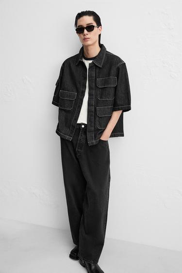 DENIM SHIRT WITH POCKETS - Black by Zara