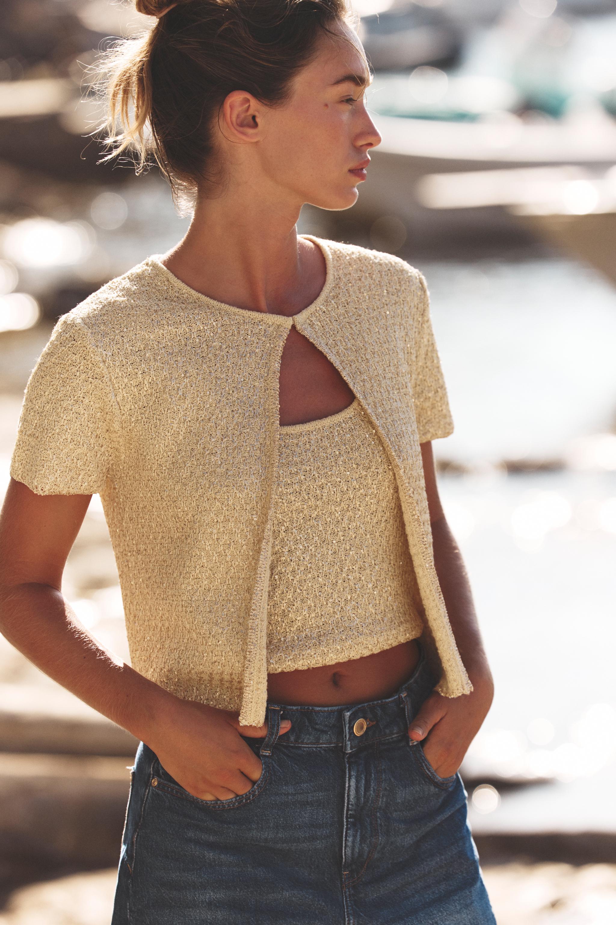 VESTE EN MAILLE À SEQUINS