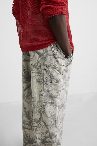 ABSTRACT PRINT CARPENTER TROUSERS - Light grey by Zara - Image 4