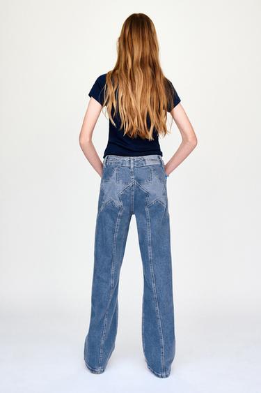 JEANS BOOTCUT À PIÈCES ÉTOILES - Bleu de Zara - Image 5