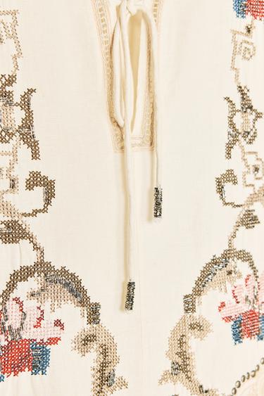 ZW COLLECTION EMBROIDERED MIDI DRESS - Ecru by Zara - Image 9