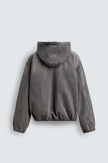 VESTE DÉLAVÉE À CAPUCHE - Gris de Zara - Image 7