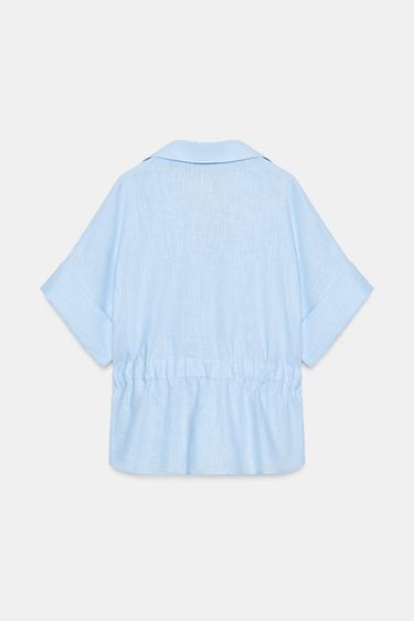 CHEMISE SAFARI AVEC LIN - Bleu clair de Zara - Image 6