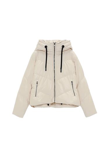 FAUX LEATHER PUFFER JACKET