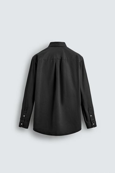 REGULAR FIT COTTON SHIRT - Dark grey by Zara