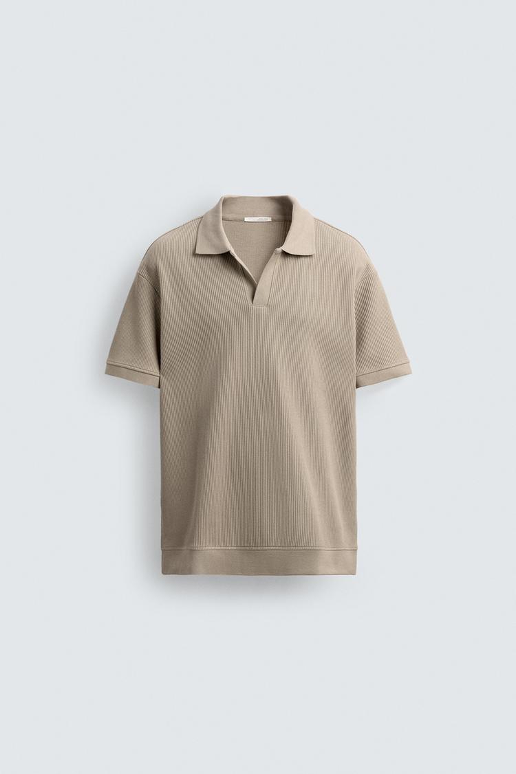 ZARA VERTICAL TEXTURED POLO SHIRT