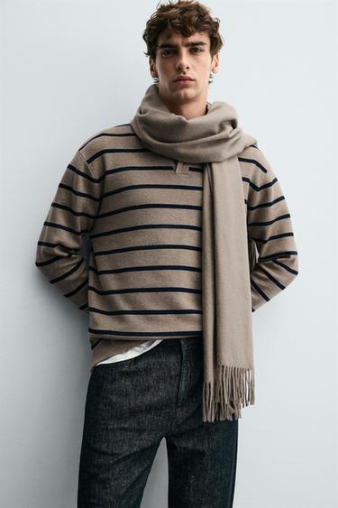 SOFT KNIT POLO SHIRT - Sand / Blue by Zara - Image 5