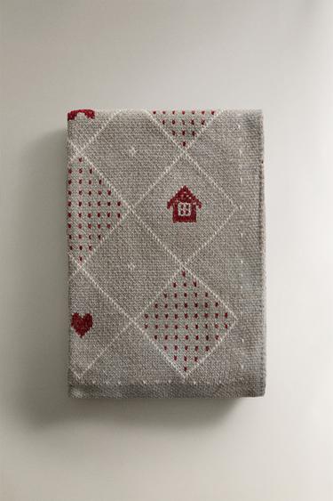 CHILDREN'S CHENILLE CHRISTMAS BLANKET - Green by Zara - Image 3