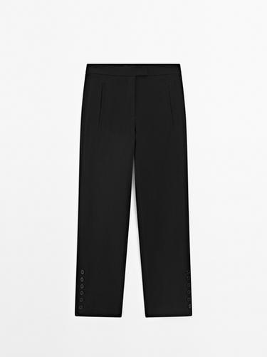 Zara Trousers with buttoned hems - Black - Image 0