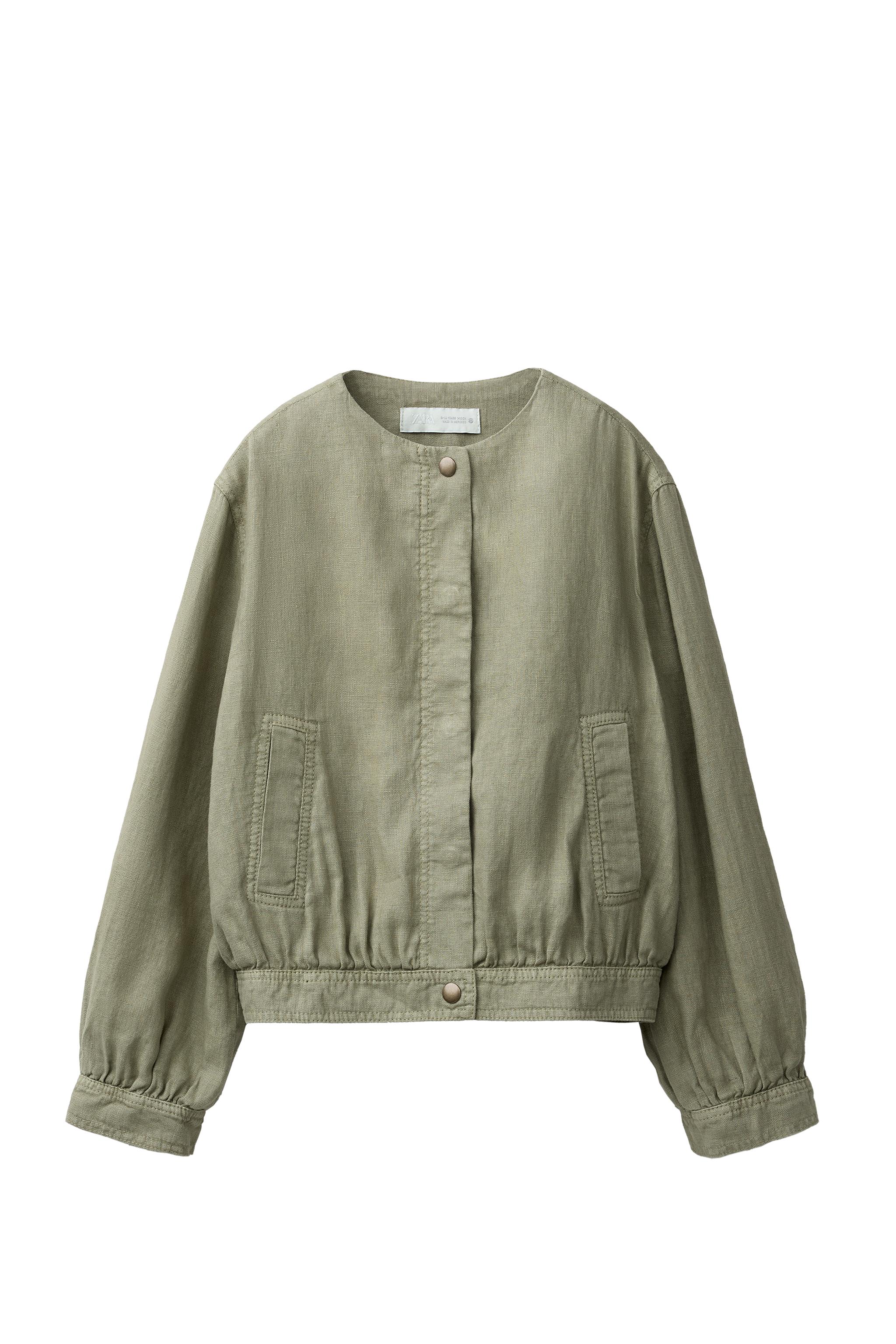 ウェスティ　ZARA リネン100% ボンバージャケット リネン100%ジャケット - カーキ | ZARA Japan / 日本