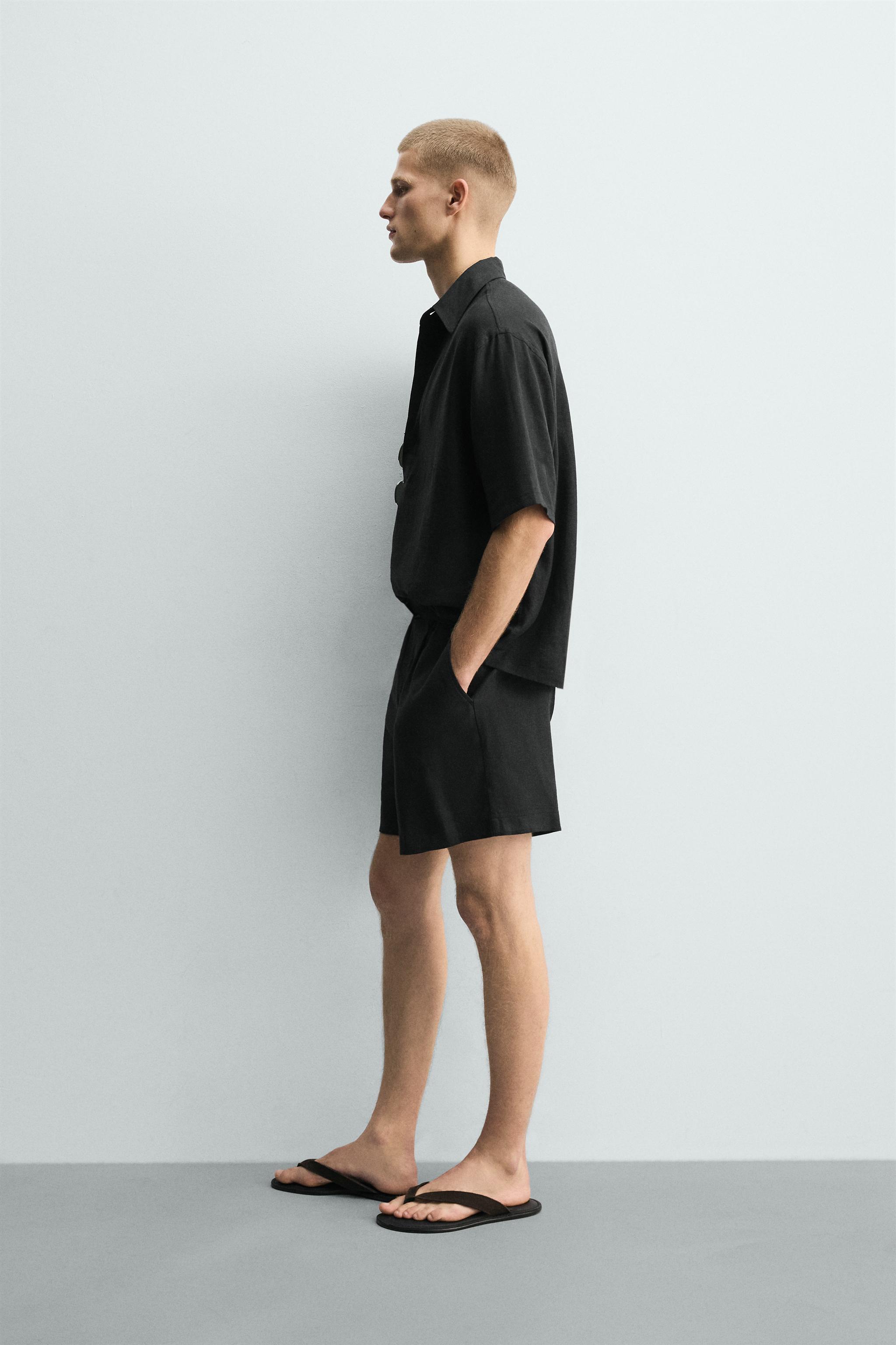 RELAXED FIT LINEN BLEND SHORTS