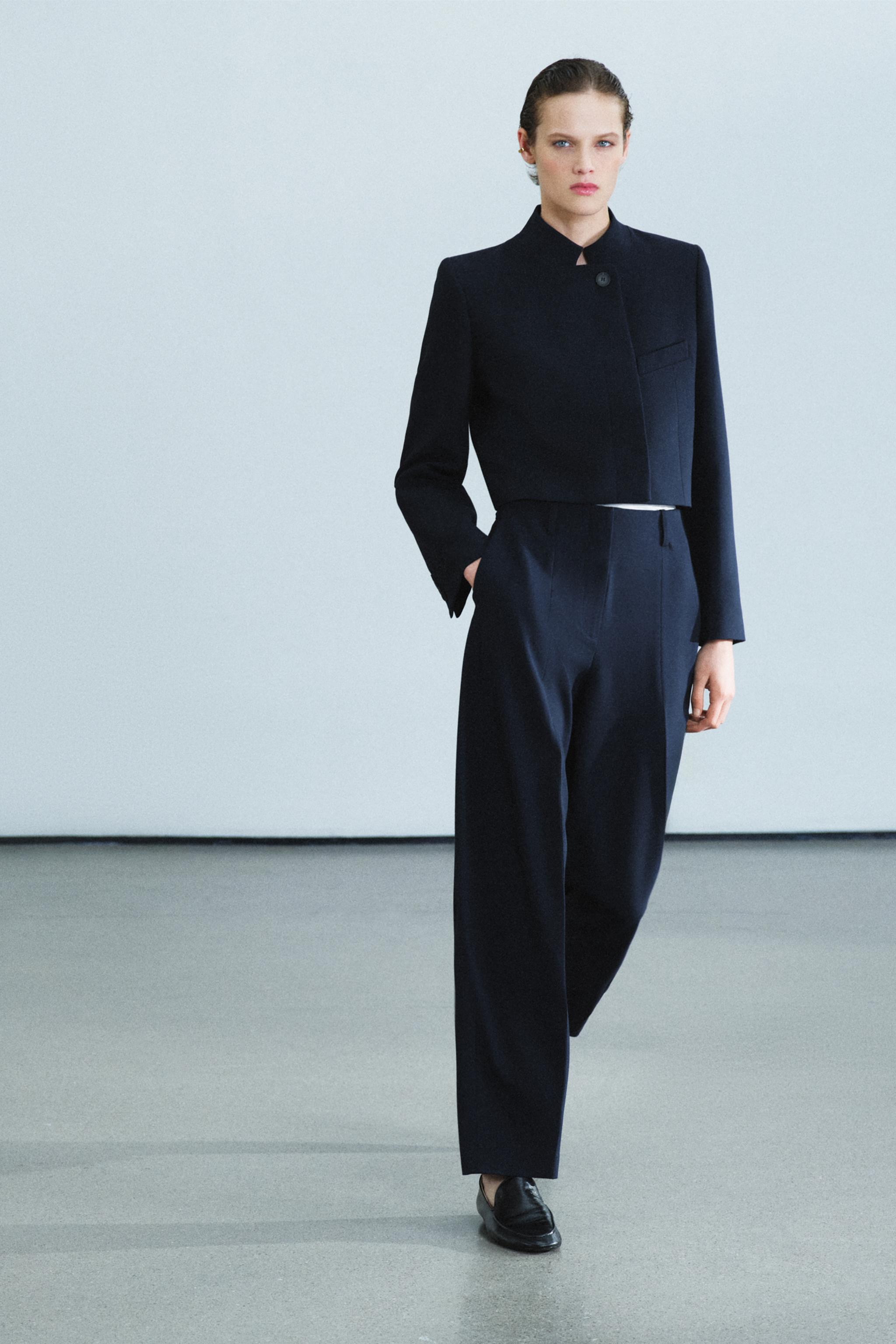 ZW COLLECTION CROPPED BLAZER - Navy blue | ZARA United States
