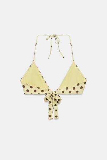TOP BIKINI IMPRIMÉ À POIS - Jaune de Zara - Image 4