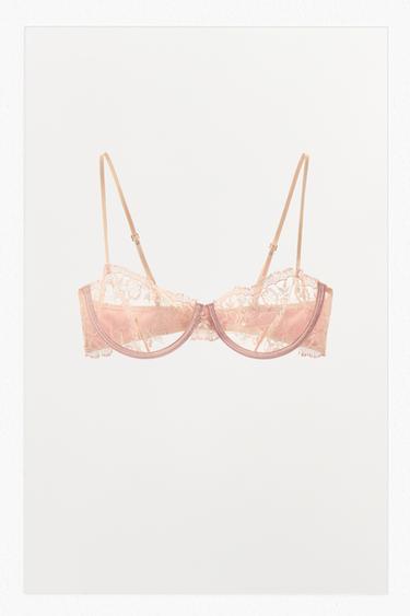 REGGISENO CON FERRETTO IN RETE E PIZZO - Rosa gesso di Zara