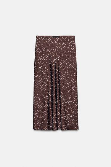SATIN MIDI SKIRT - Brown-Blue by Zara - Image 6