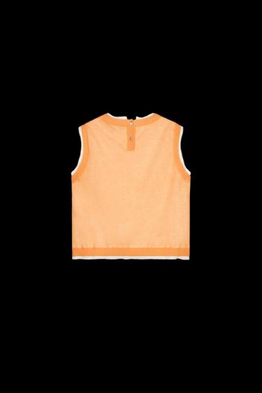 TOP PUNTO DOBLE CAPA CON LINO - Naranja de Zara