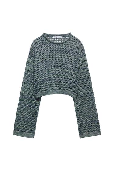 KNIT CROP TOP WITH METALLIC THREAD