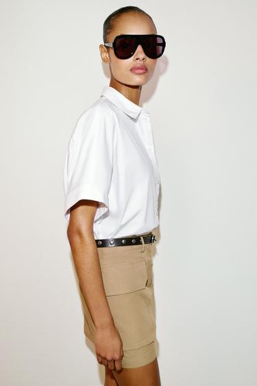 CHEMISE POPELINE MANCHES COURTES - Blanc de Zara - Image 4