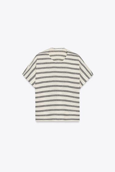 RUSTIC LAYERED T-SHIRT - Black / White by Zara