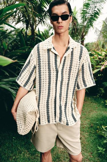 Zara 紋理舒適版短褲 - 米色