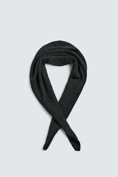 100% LINEN KNITTED BANDANNA - Charcoal by Zara