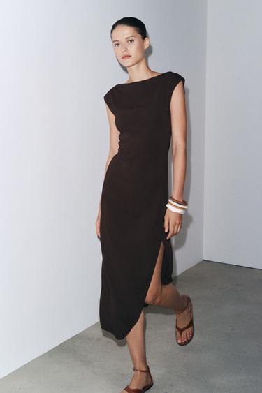 Zara ZW COLLECTION 修身洋裝 - 深棕色